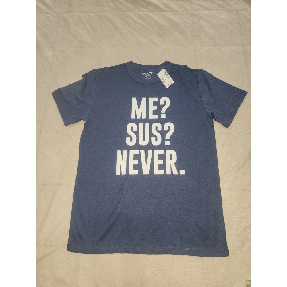 NWT The Childrens Place Tshirt Boys L 10/ 12 Me? Sus? Never. Graphic Tee